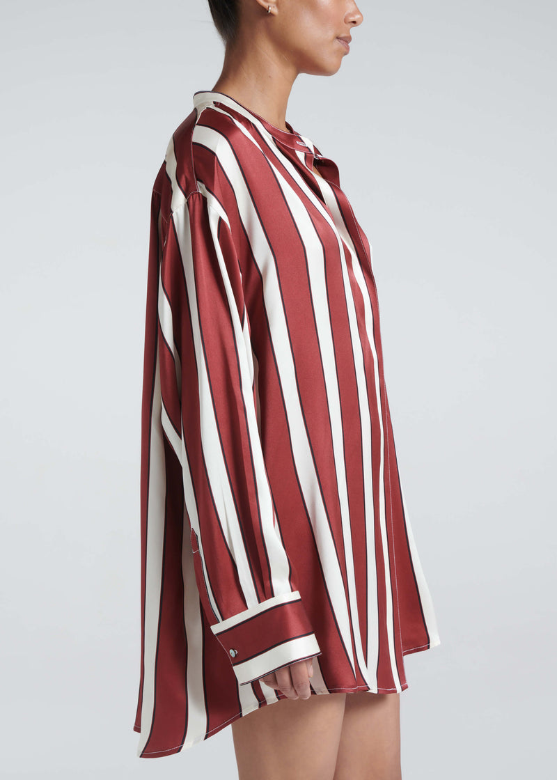 Mantera Shirt Ruby Bold Stripe Silk Charmeuse