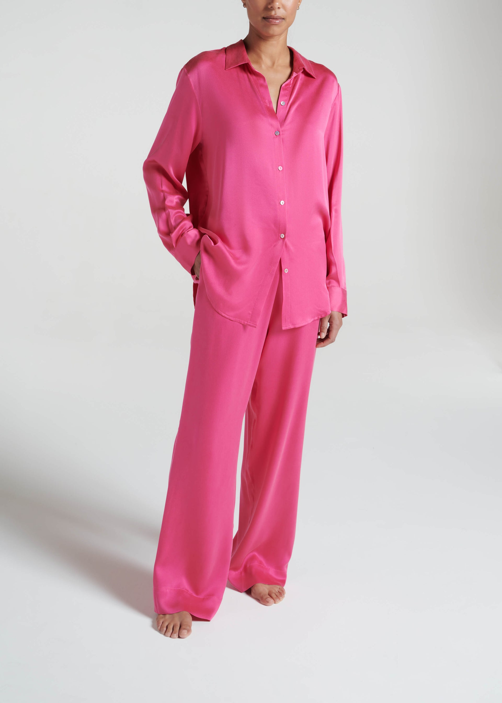 London Pyjama Bottom Hot Pink Silk Charmeuse