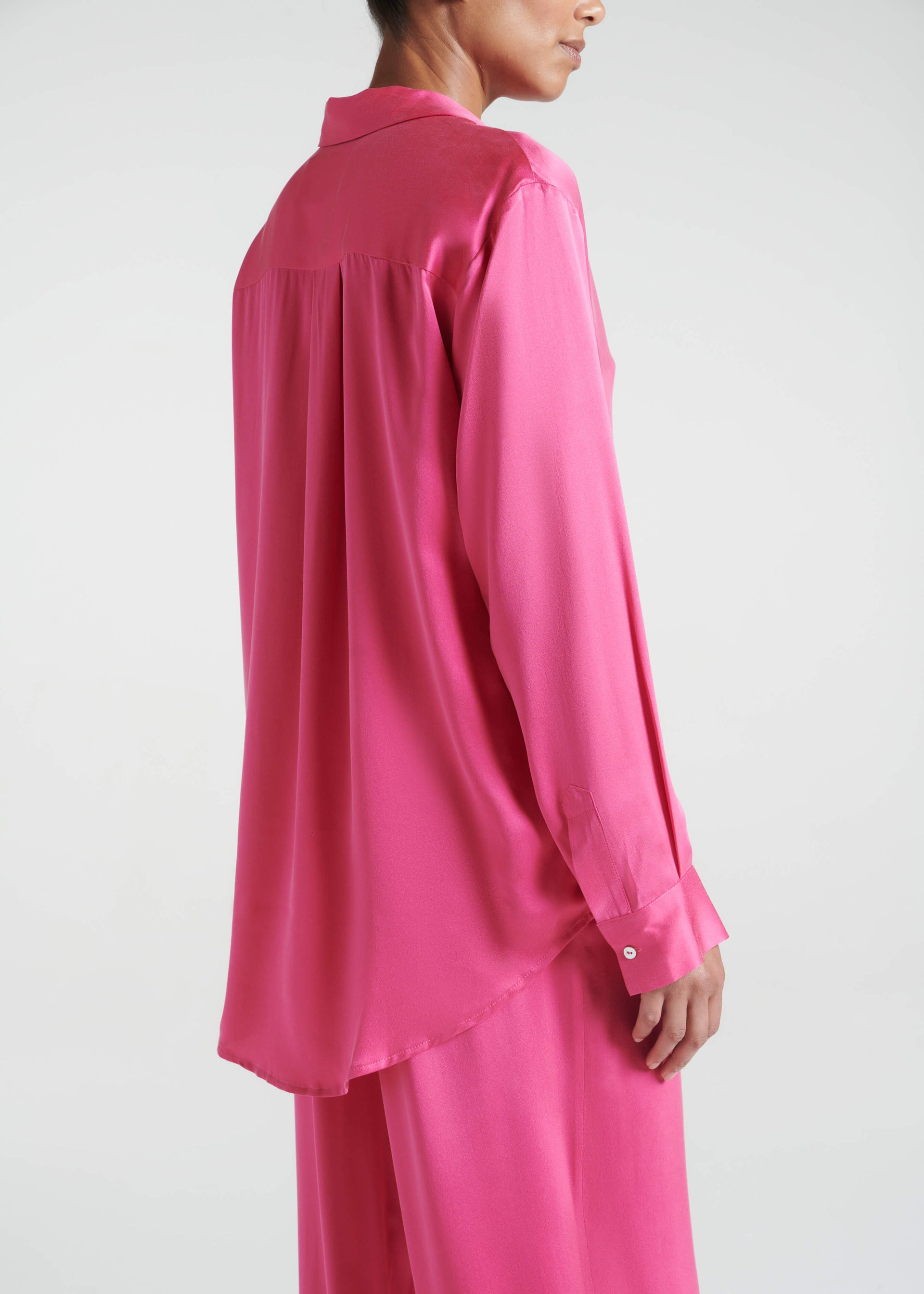 London Pyjama Top Hot Pink Silk Charmeuse