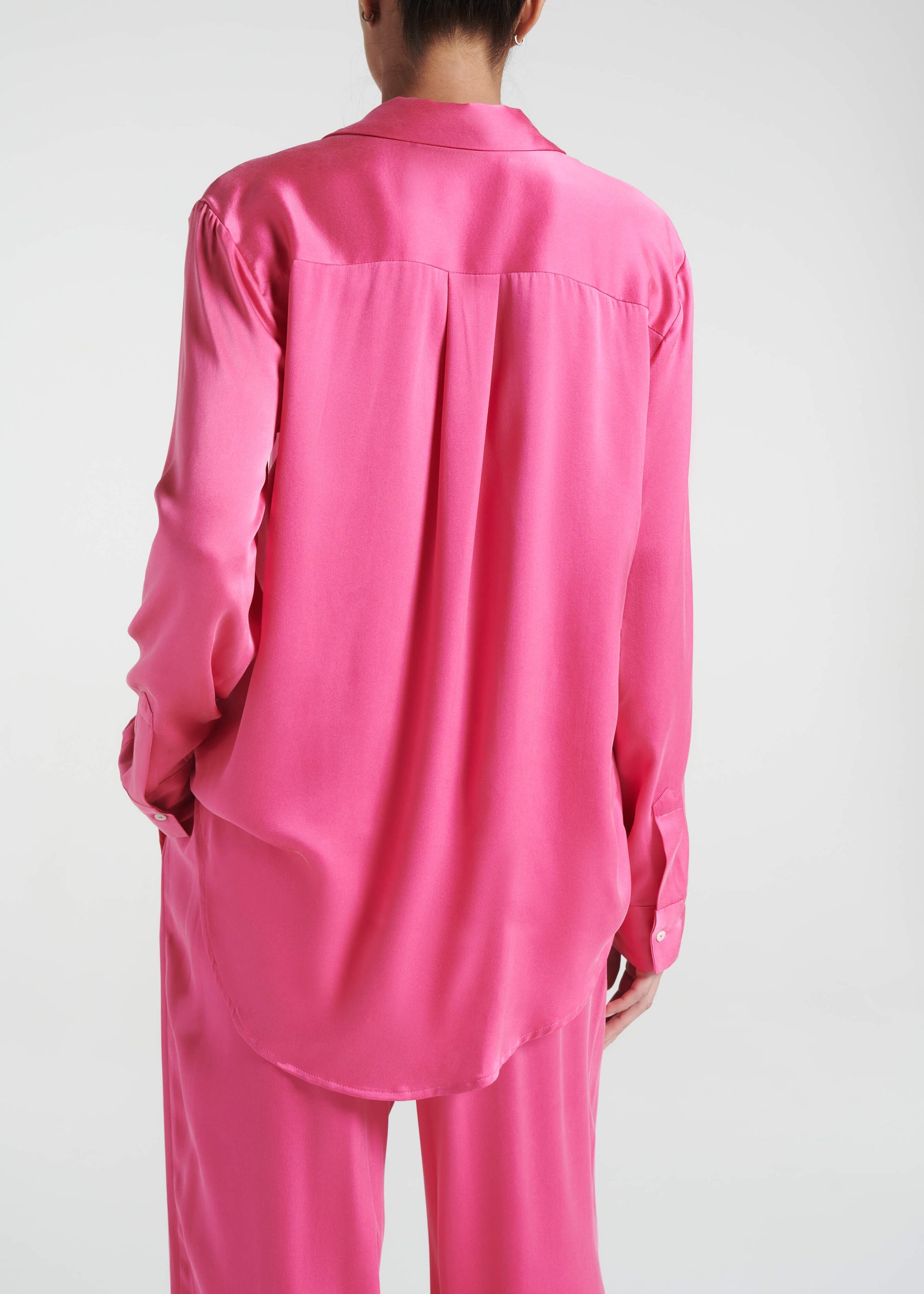 London Pyjama Top Hot Pink Silk Charmeuse