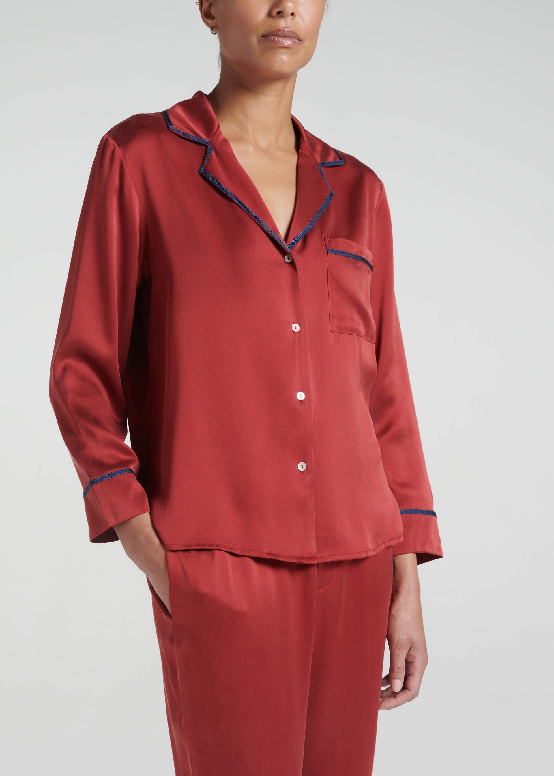 Sydney Pyjama Top Ruby Silk Charmeuse