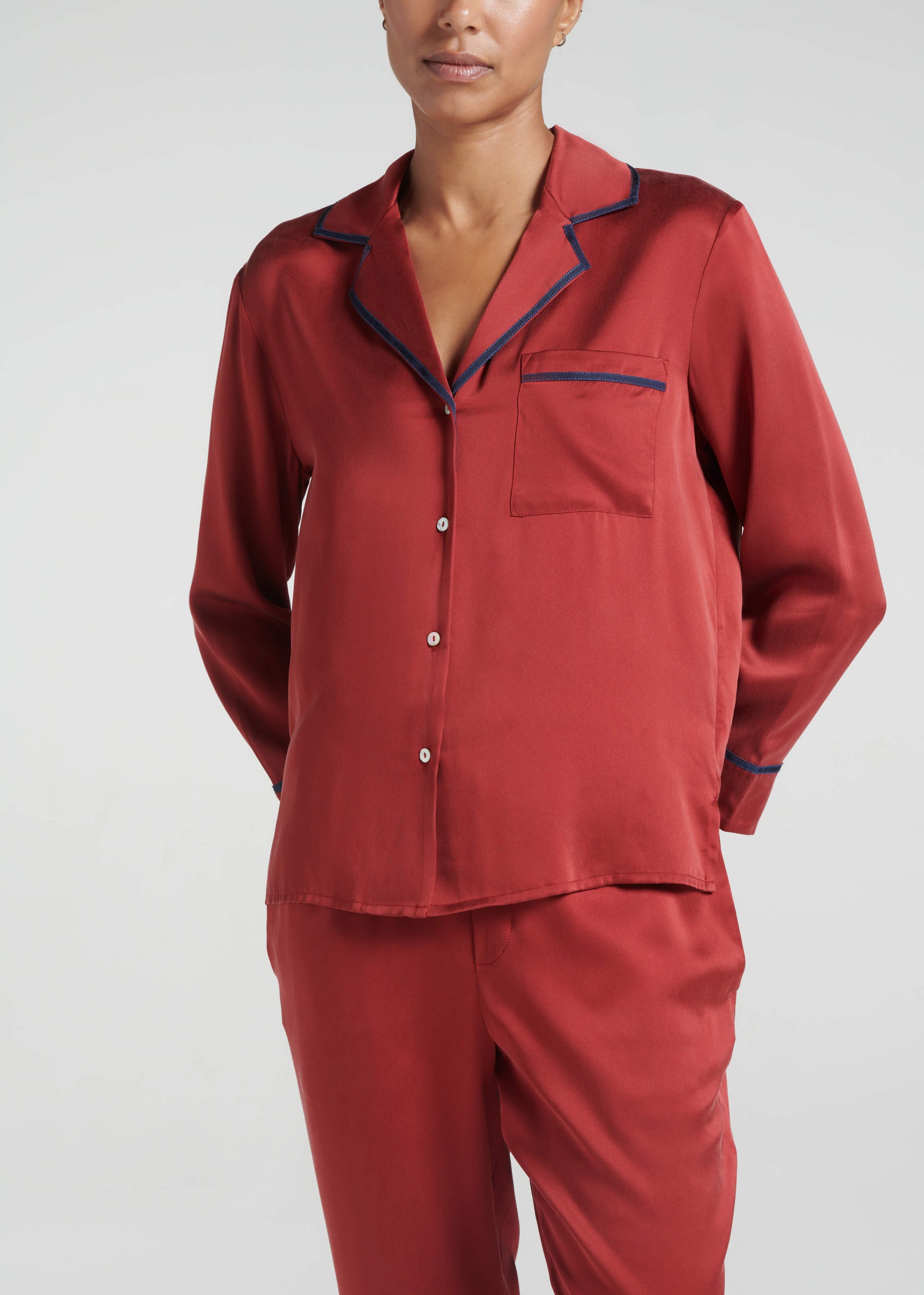 Sydney Pyjama Top Ruby Silk Charmeuse