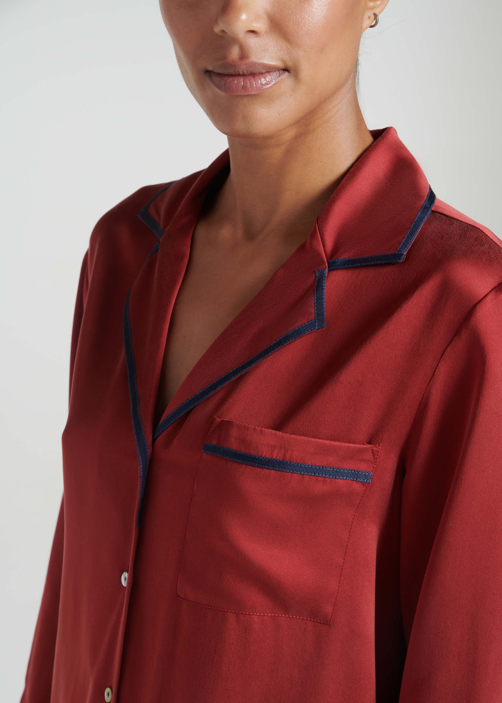 Sydney Pyjama Top Ruby Silk Charmeuse