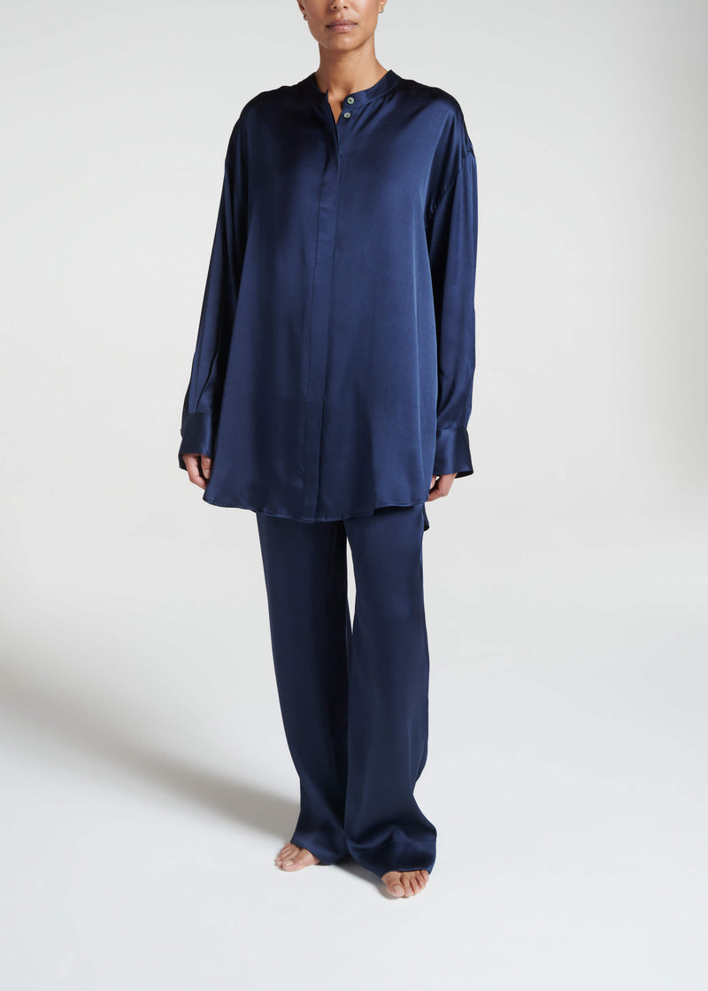 Mantera Shirt Midnight Silk Satin