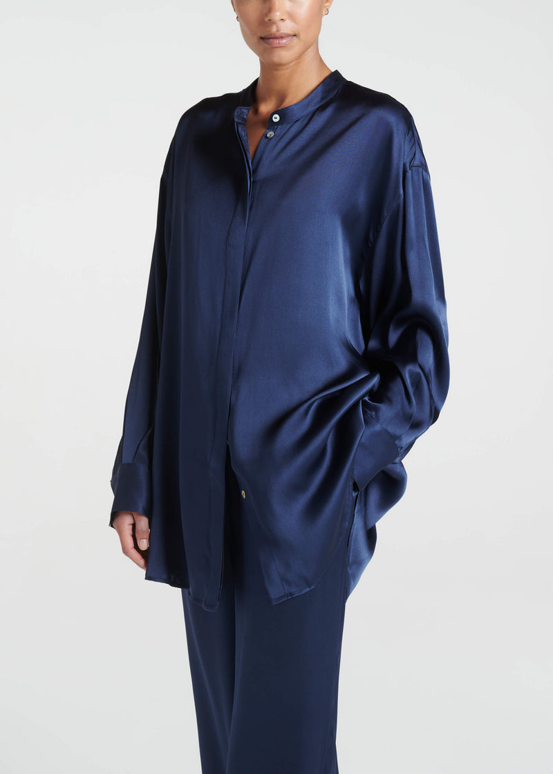 Mantera Shirt Midnight Silk Satin