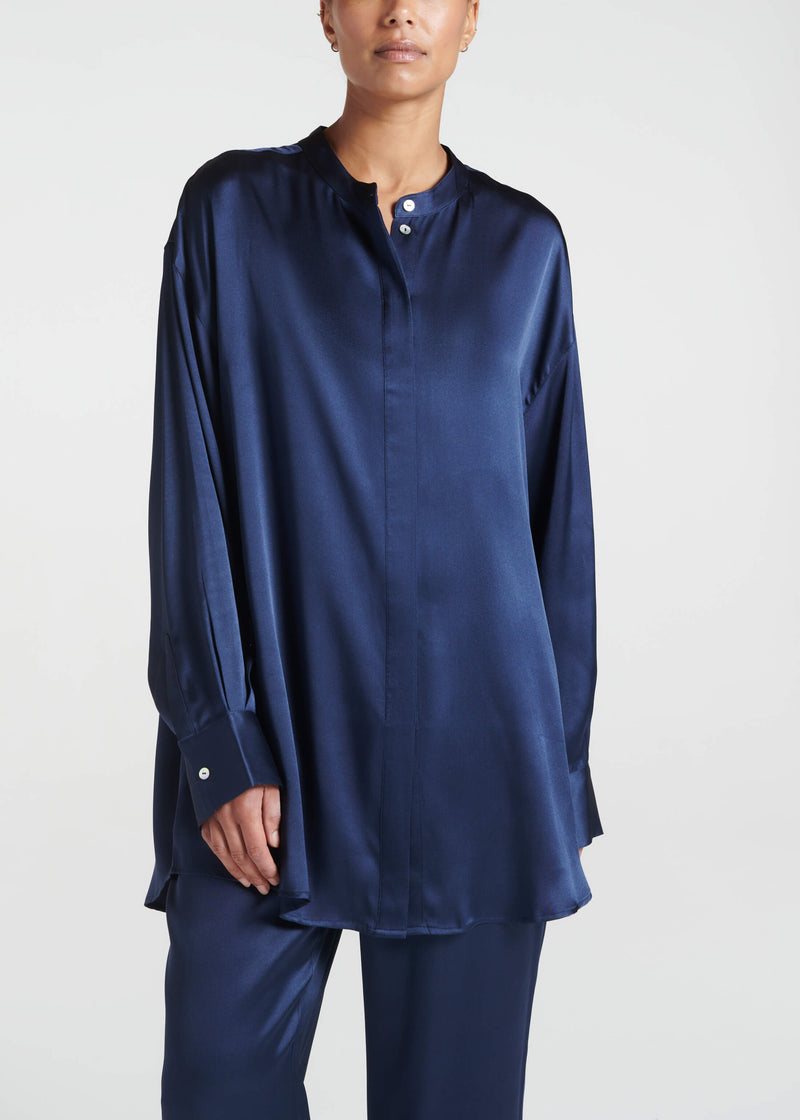 Mantera Shirt Midnight Silk Satin