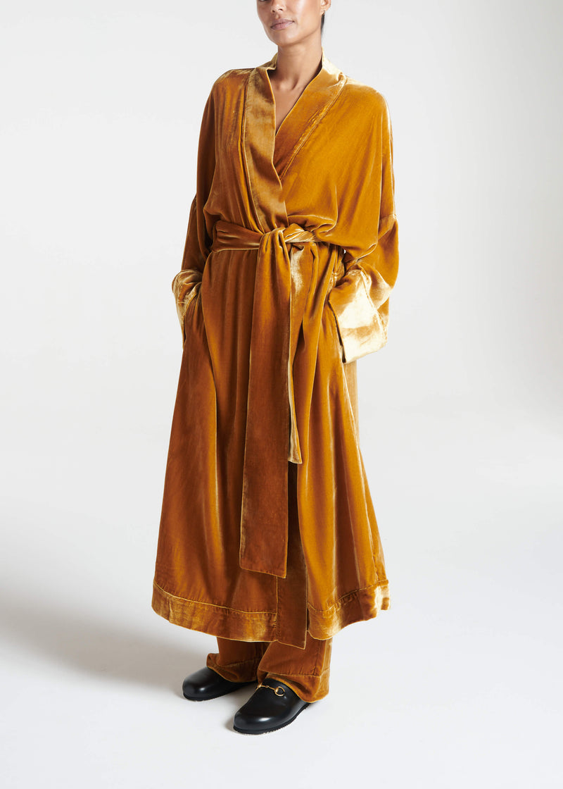 Athens Robe Gold Silk Velvet