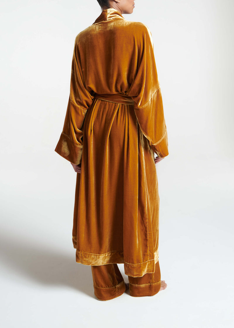 Athens Robe Gold Silk Velvet