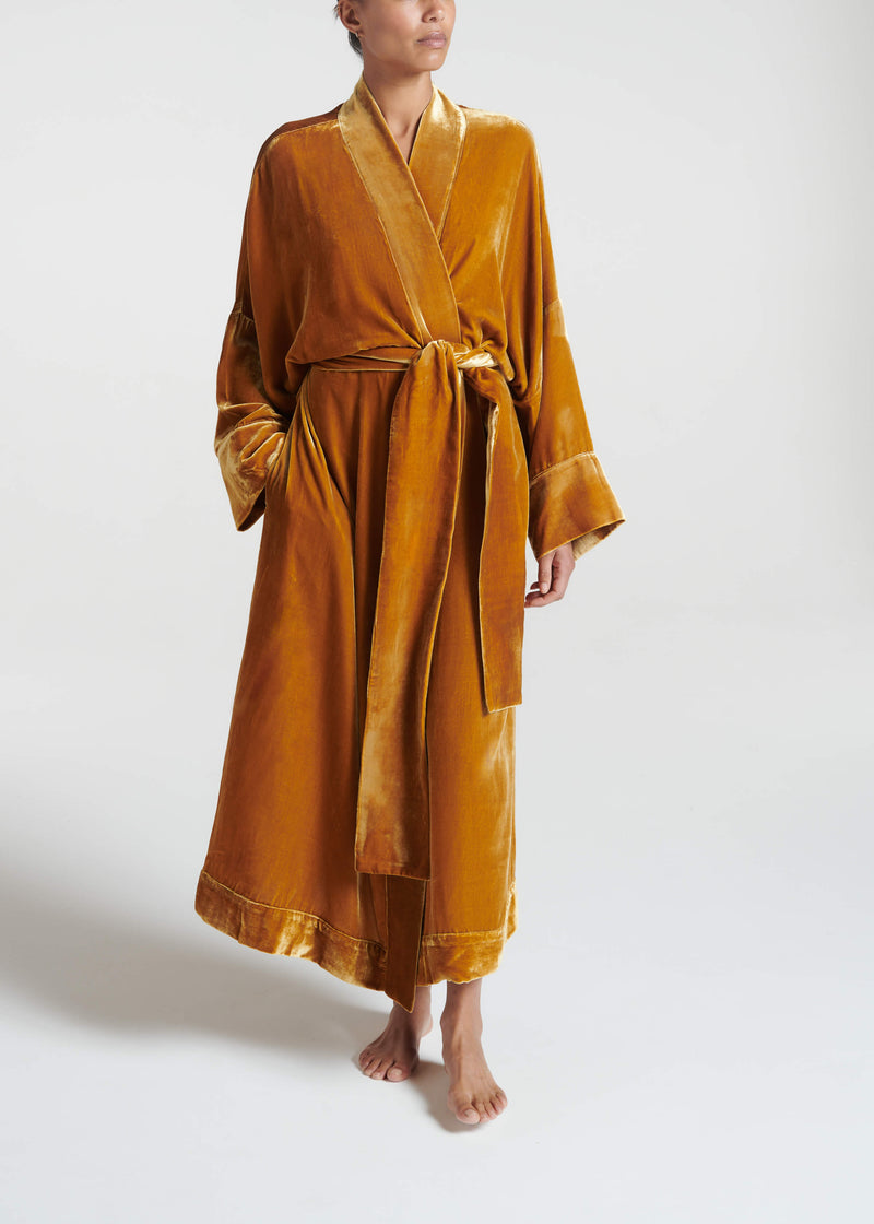 Athens Robe Gold Silk Velvet