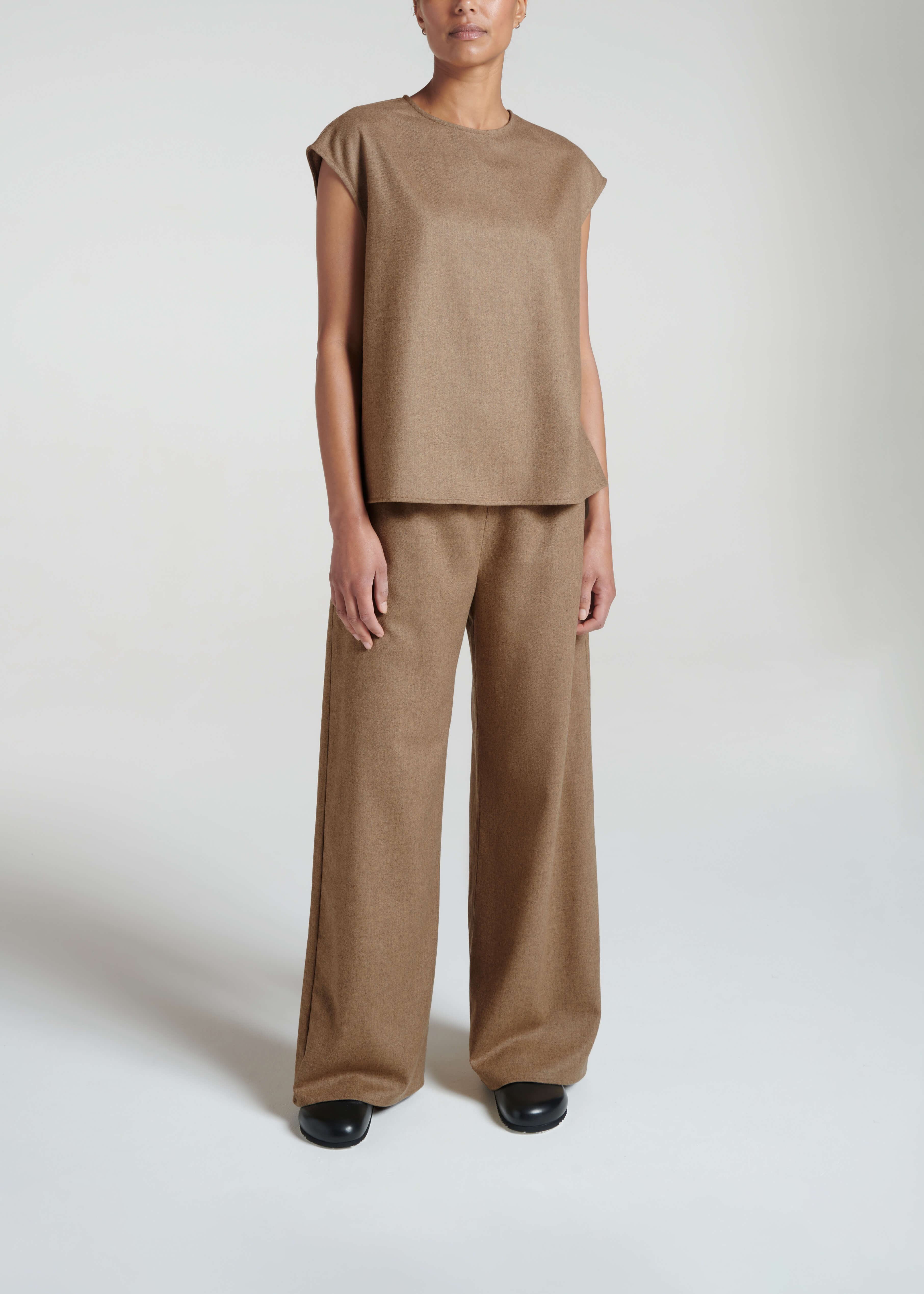 Dasha Top Camel Wool Flannel