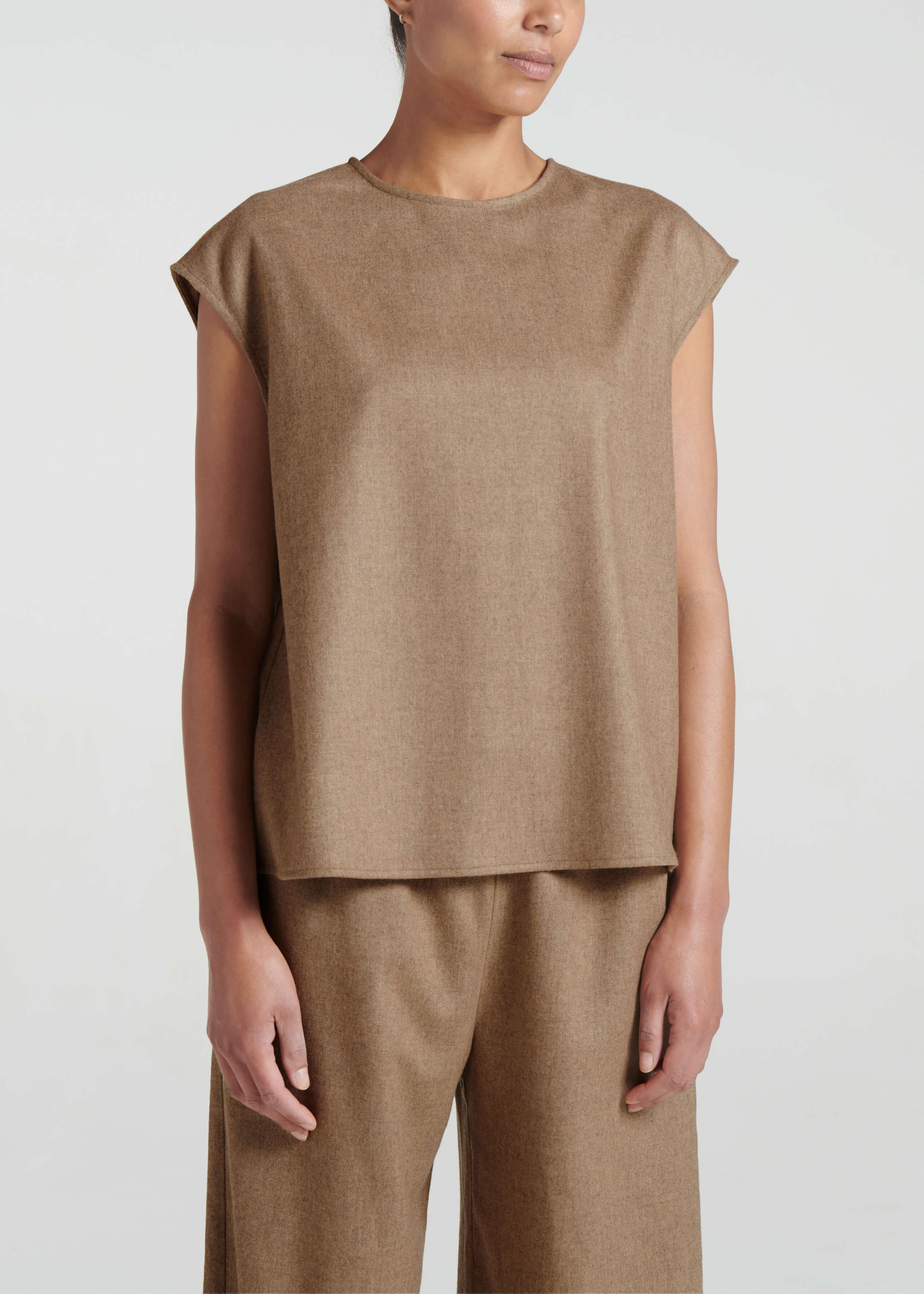 Dasha Top Camel Wool Flannel