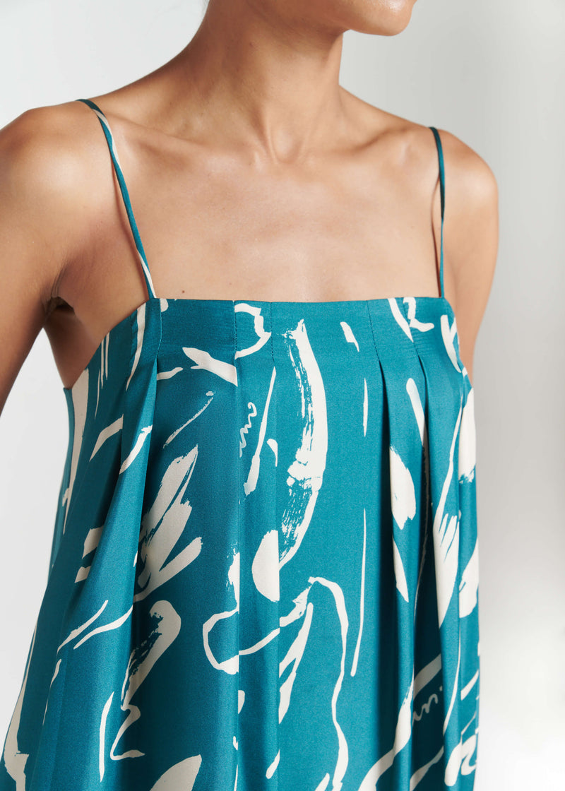 Heather Dress Teal Tide Silk Twill