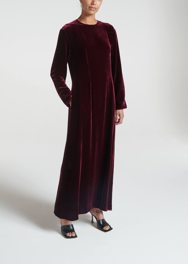 Jody Dress Mulberry Silk Velvet