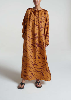 Rhodes Dress Ochre Tide Silk Twill