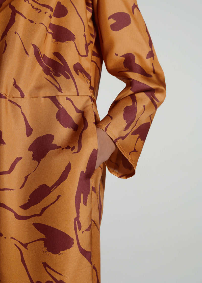 Rhodes Dress Ochre Tide Silk Twill