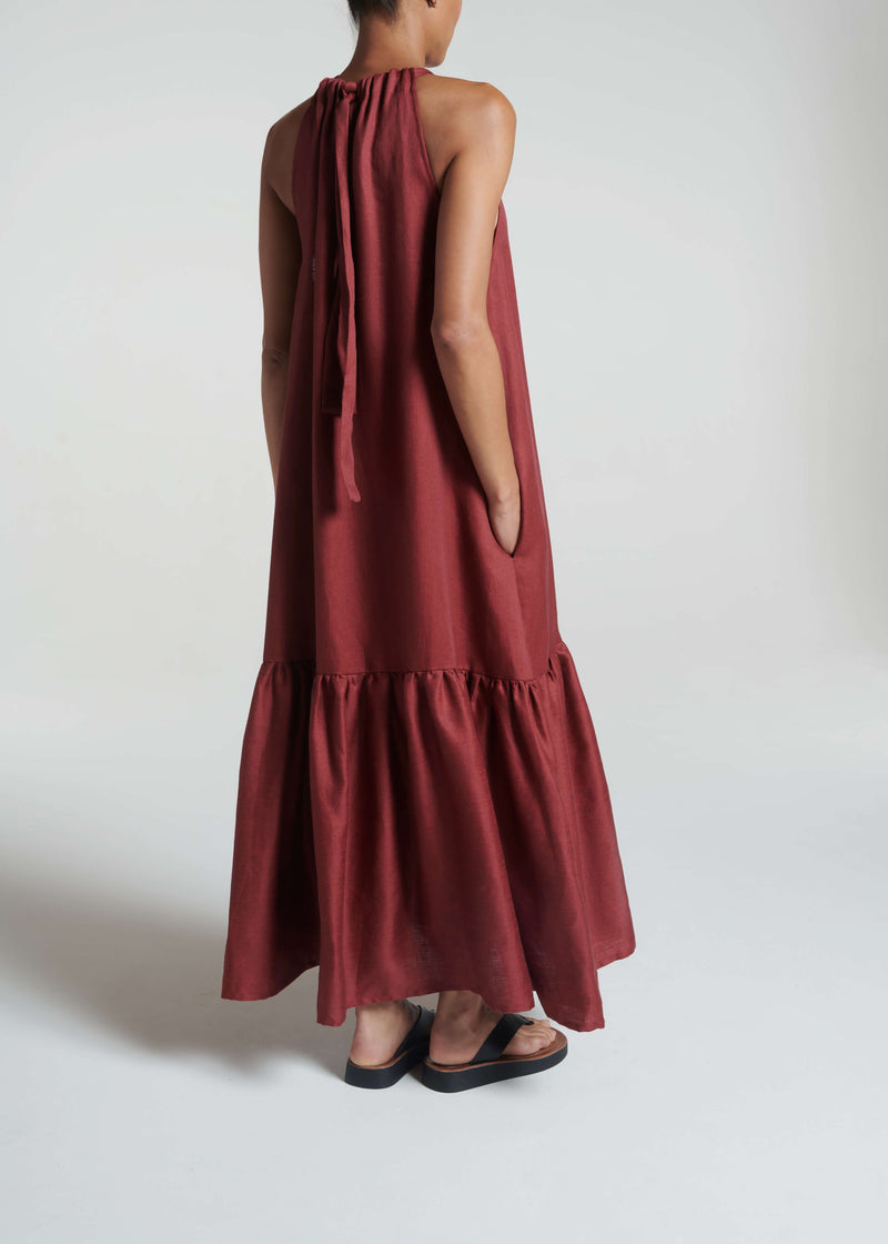 Ibiza Dress Merlot Heavy Linen