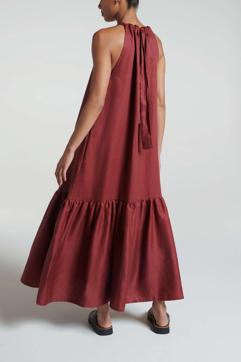 Ibiza Dress Merlot Heavy Linen