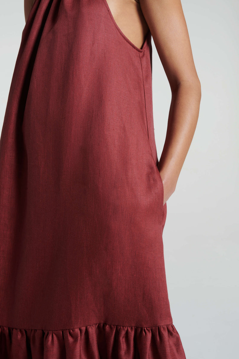 Ibiza Dress Merlot Heavy Linen