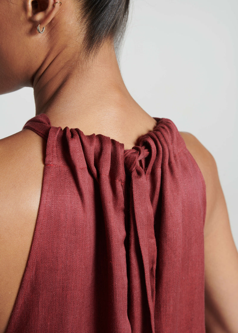 Ibiza Dress Merlot Heavy Linen