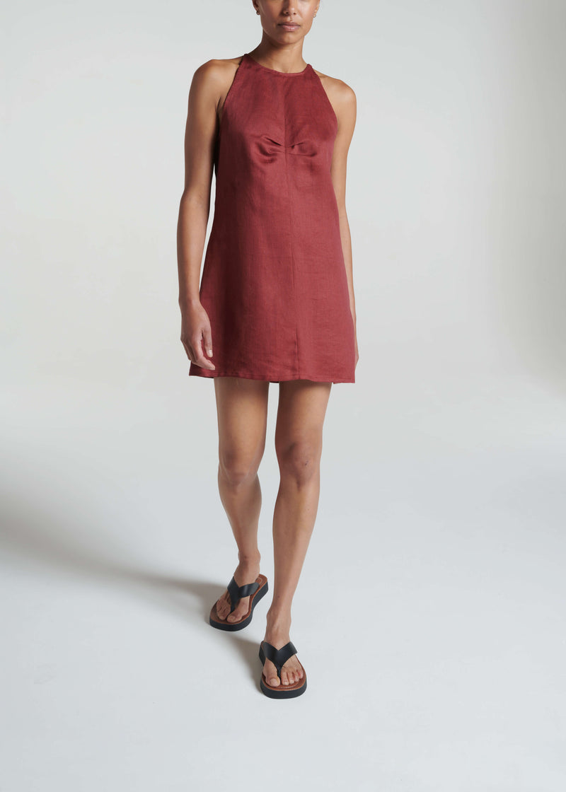 Antigua Dress Merlot Heavy Linen