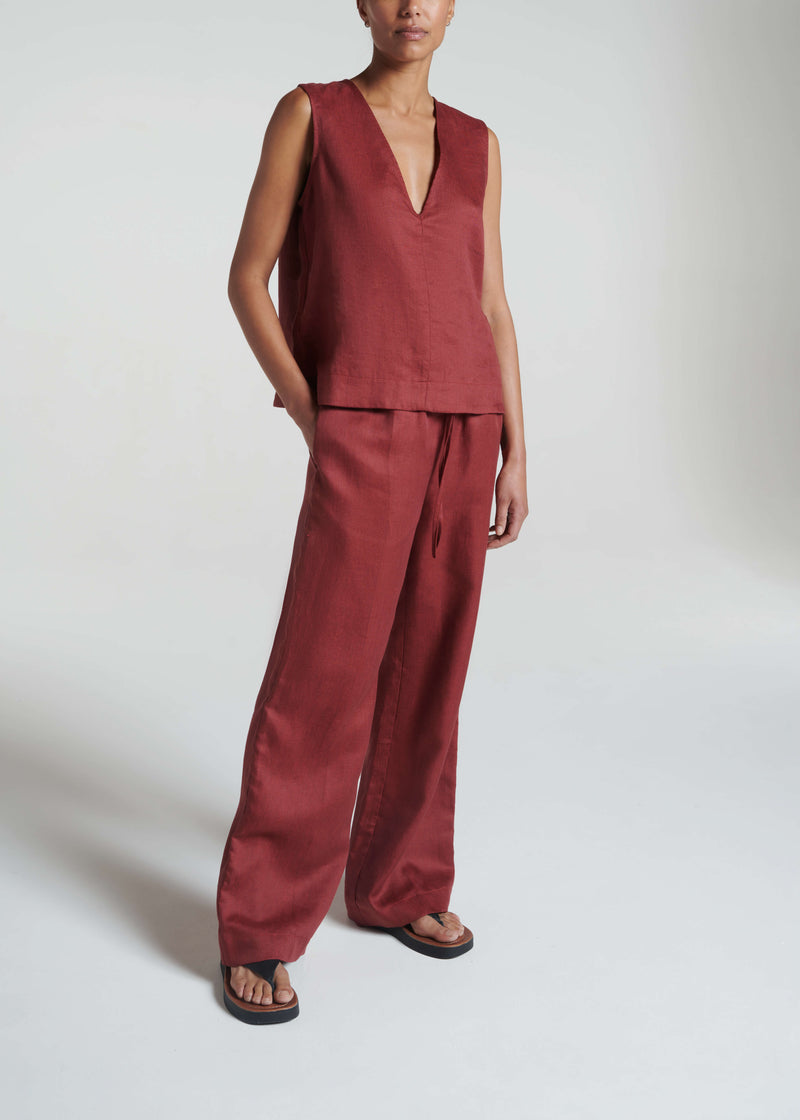 Aurelia Trouser Merlot Heavy Linen