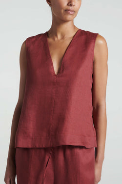 Phoebe Top Merlot Heavy Linen