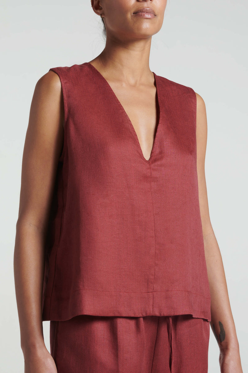 Phoebe Top Merlot Heavy Linen