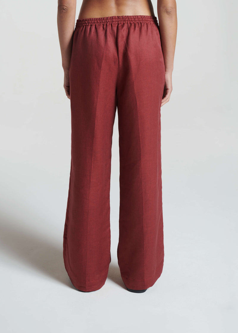 Aurelia Trouser Merlot Heavy Linen