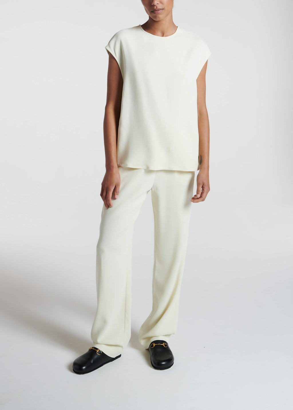 Dasha Top Ecru Textured Viscose Crepe