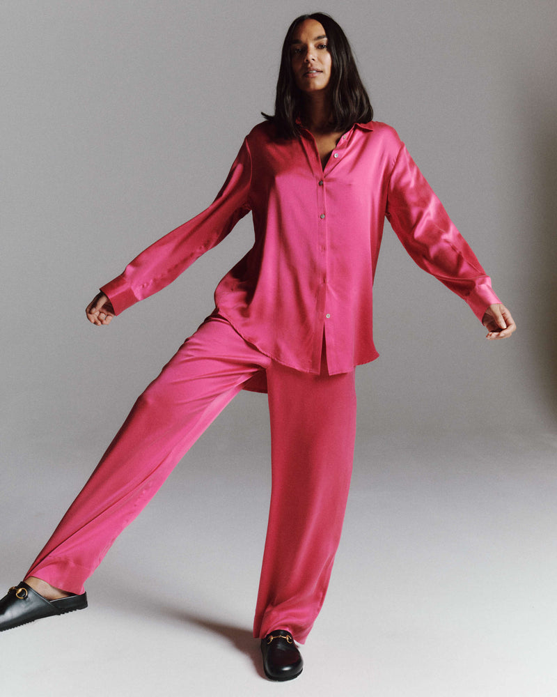 London Pyjama Bottom Hot Pink Silk Charmeuse