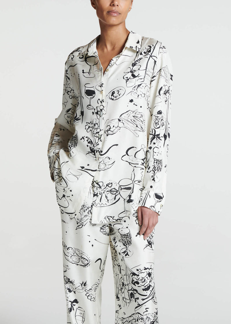 London Pyjama Top Riviera Silk Twill