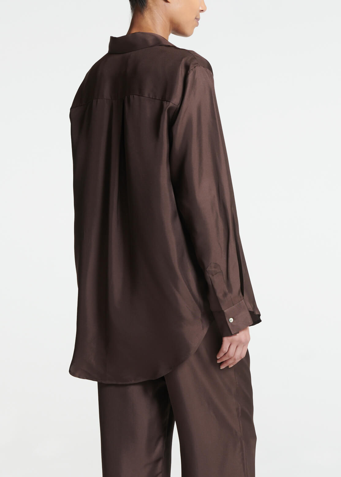 London Pyjama Top Espresso Silk Twill