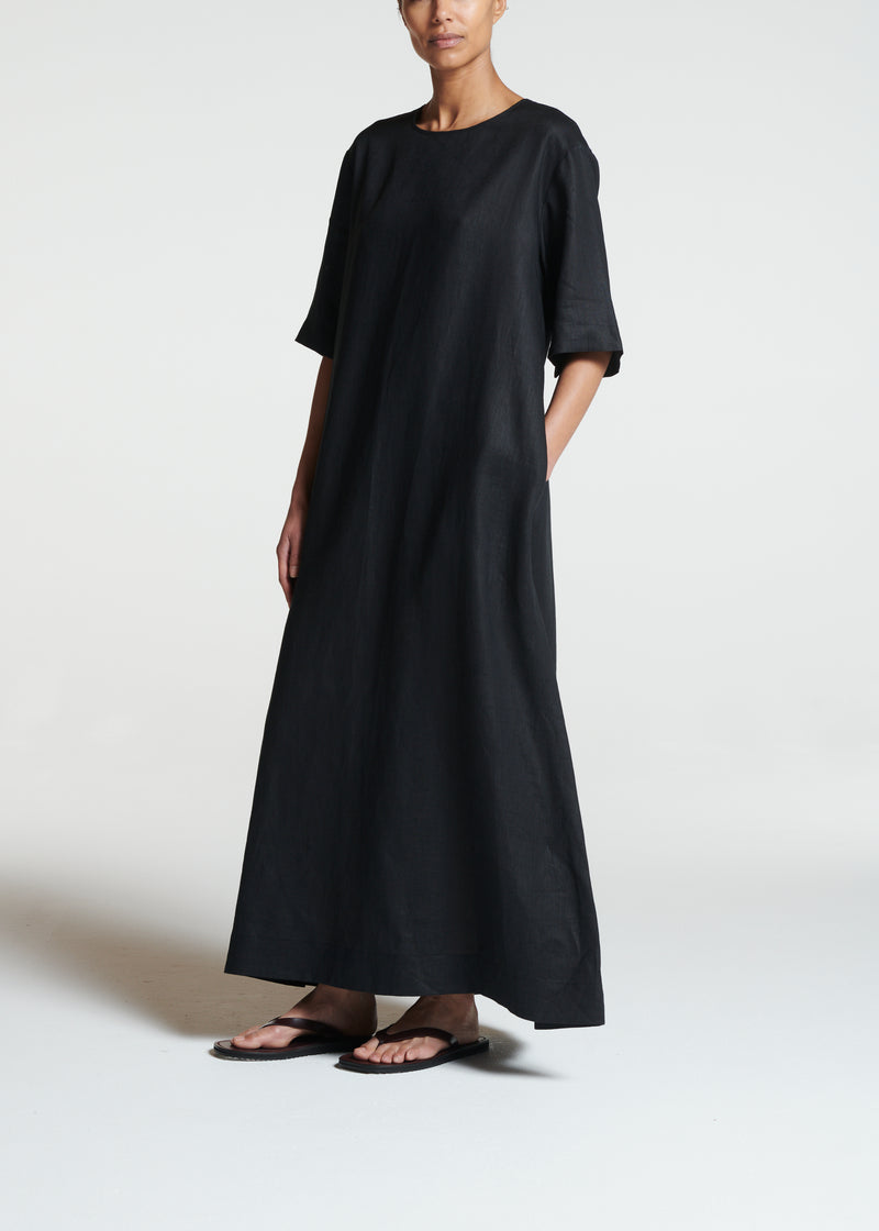Mina Dress Black Linen