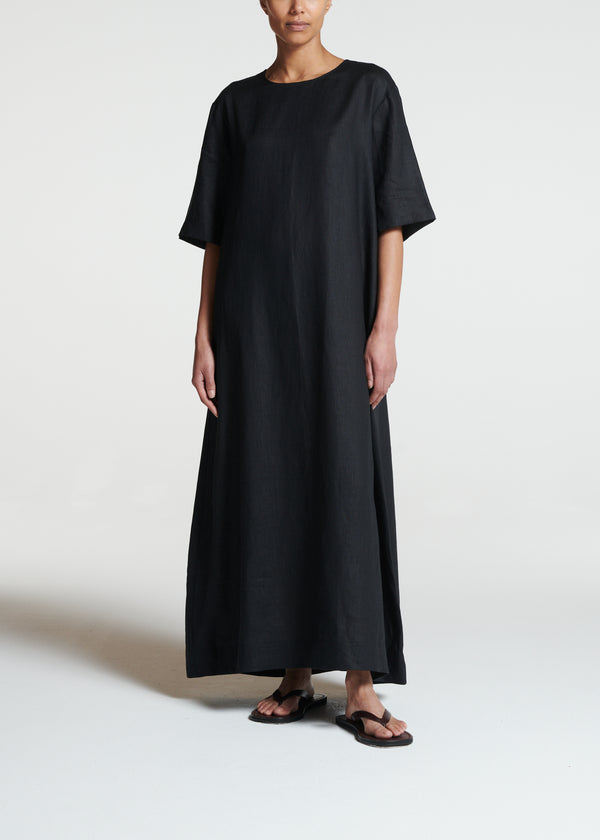 Mina Dress Black Linen