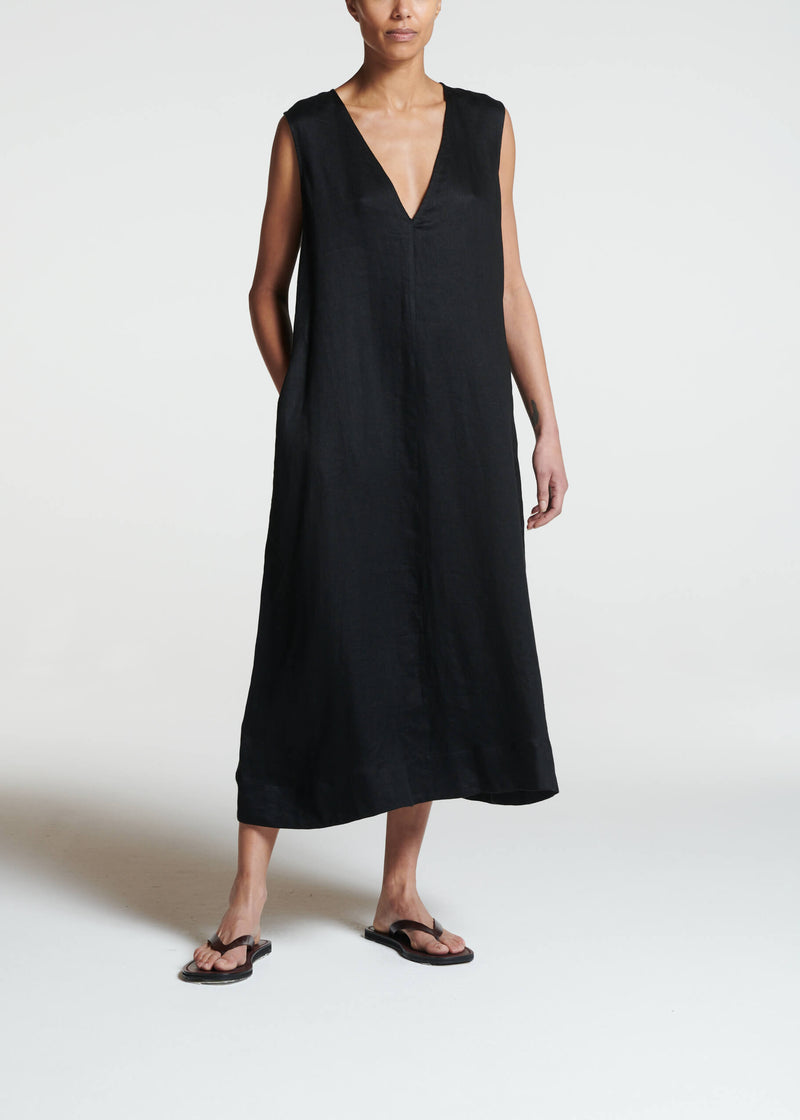 Phoebe Top Black Linen