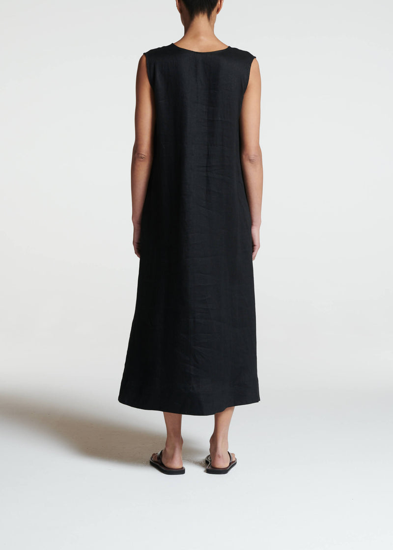 Nisha Black Heavy Linen Dress