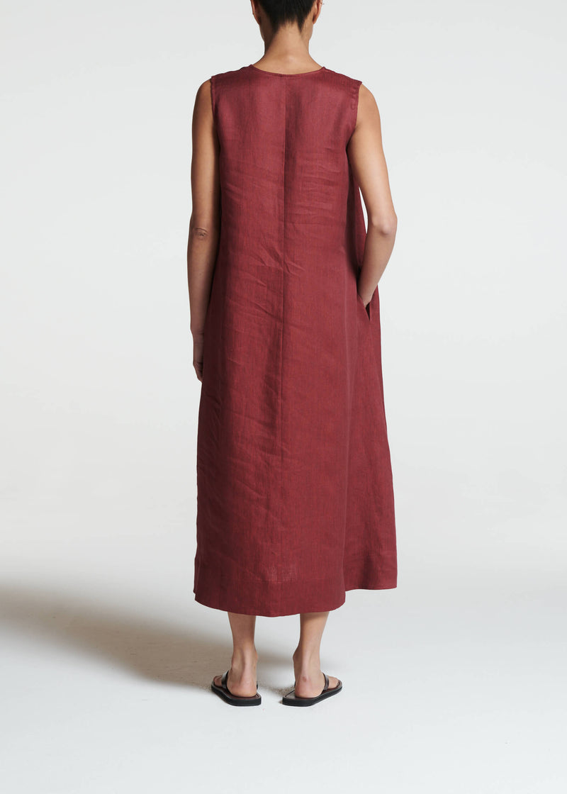 Nisha Dress Merlot Heavy Linen