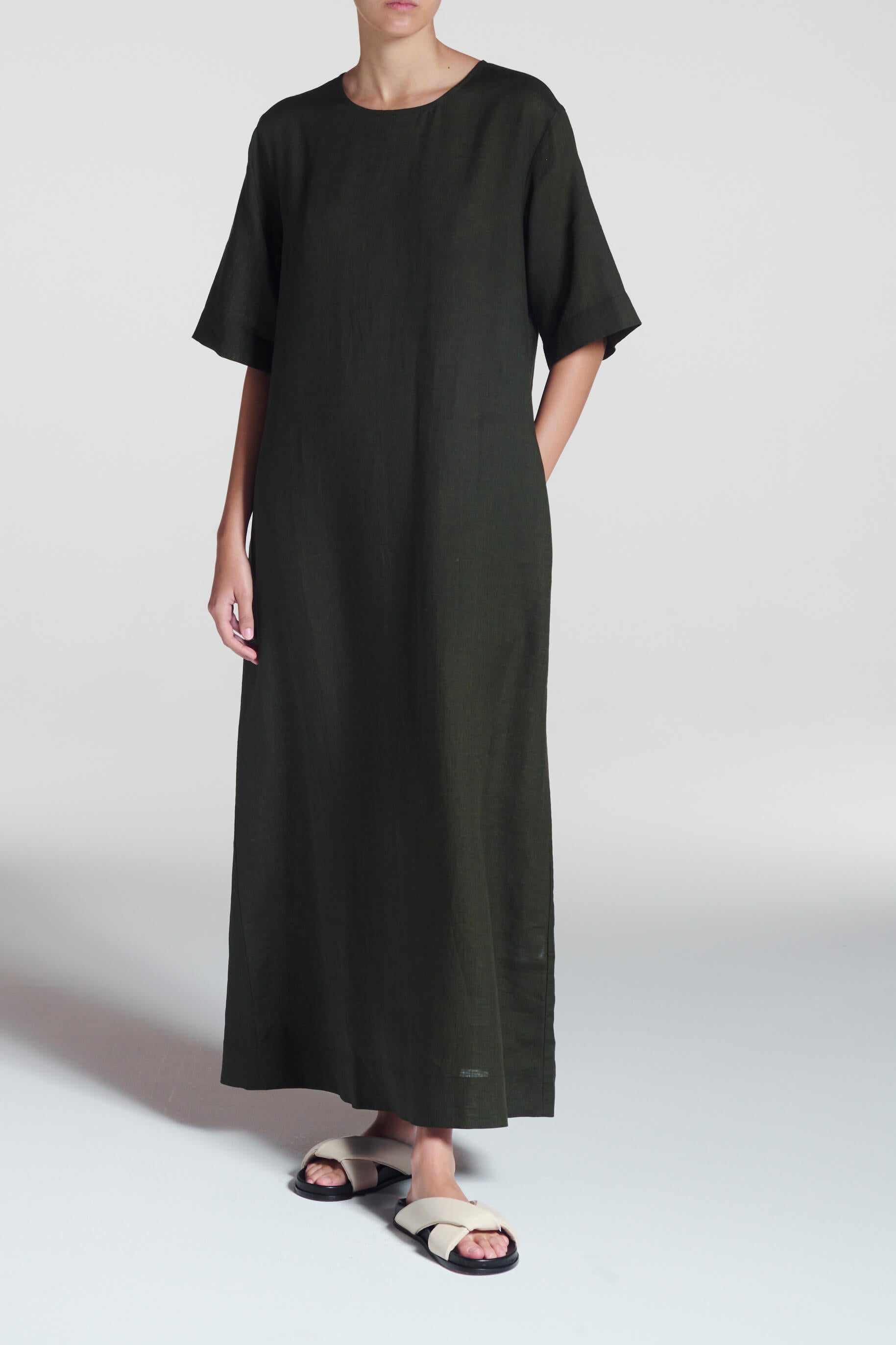Mina Dress Sea Moss Green Linen