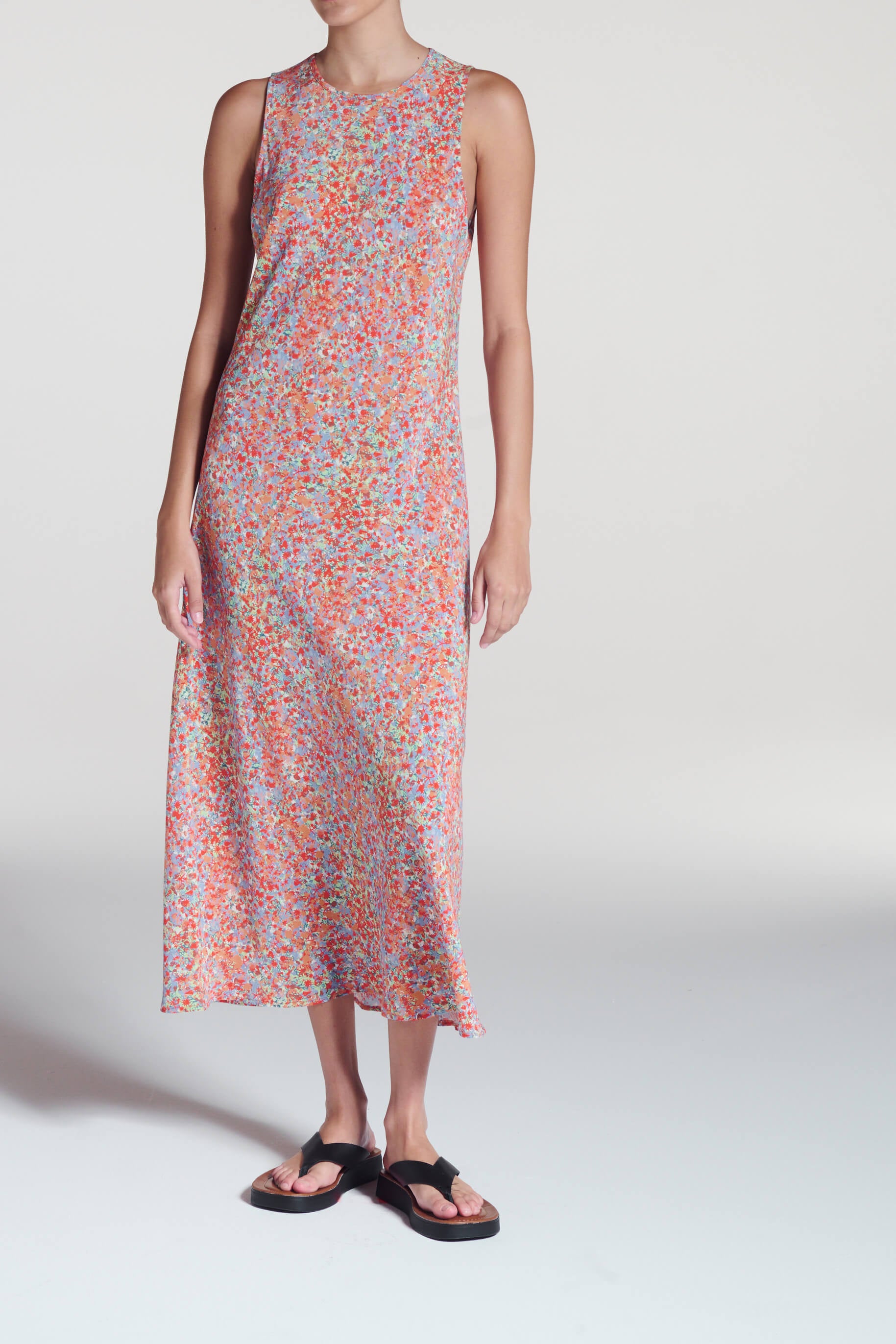 Valentina Dress Beachscape Coral Silk Crepe
