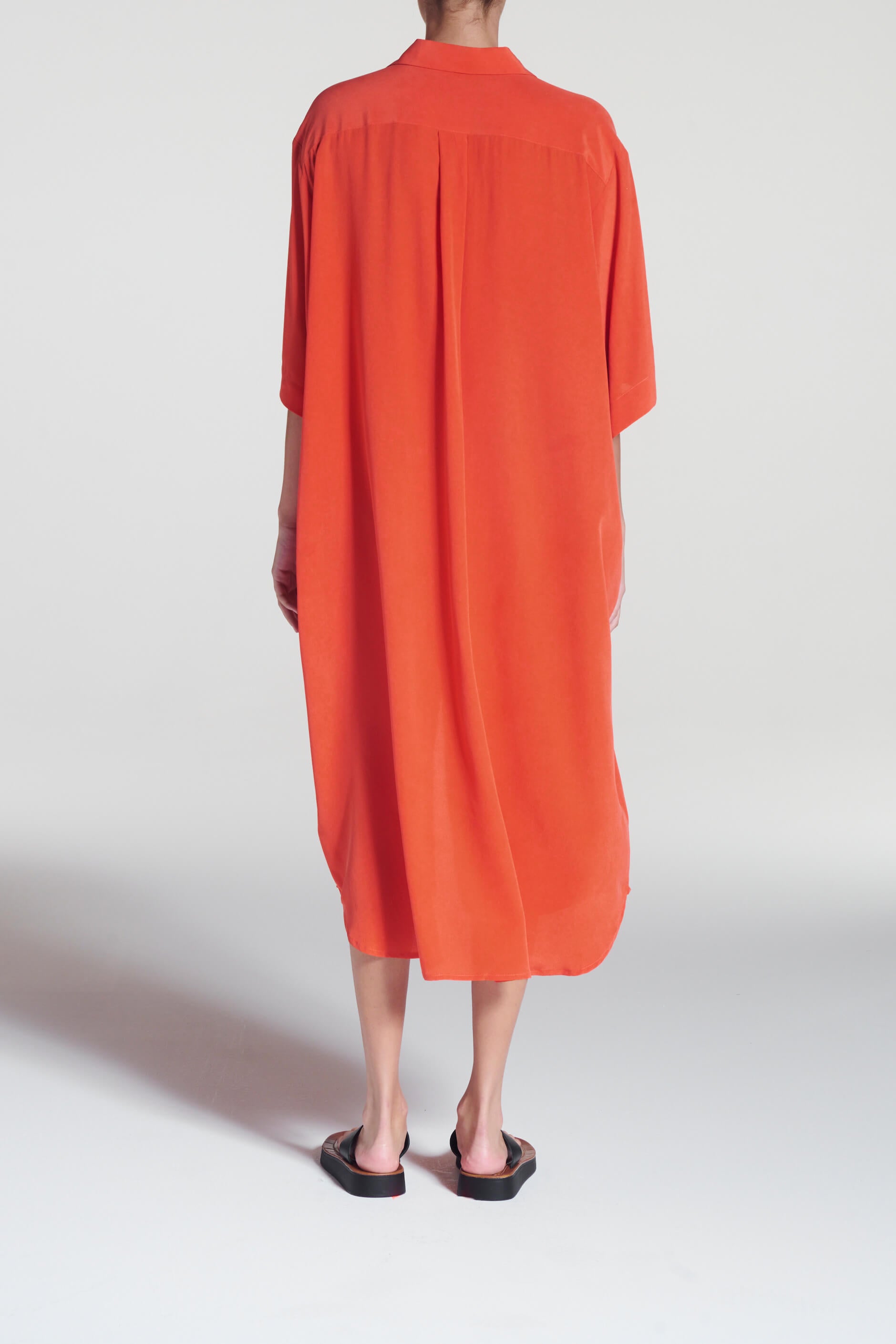 Catania Dress Coral Red Silk Crepe