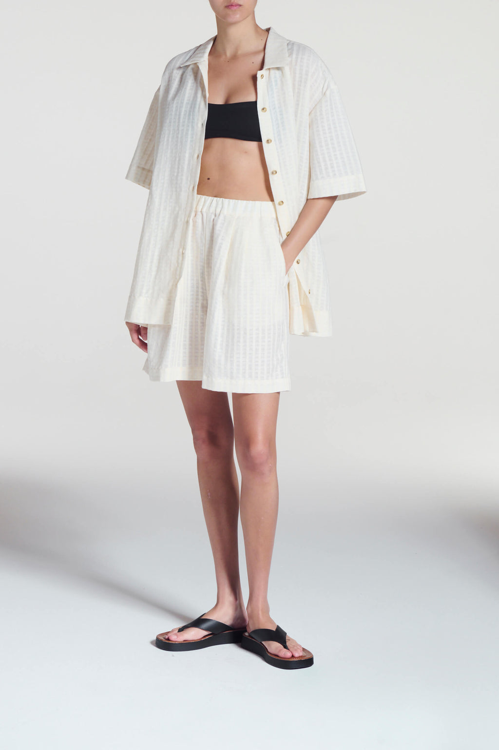 Dallas Short Shell Stripe Cotton Linen