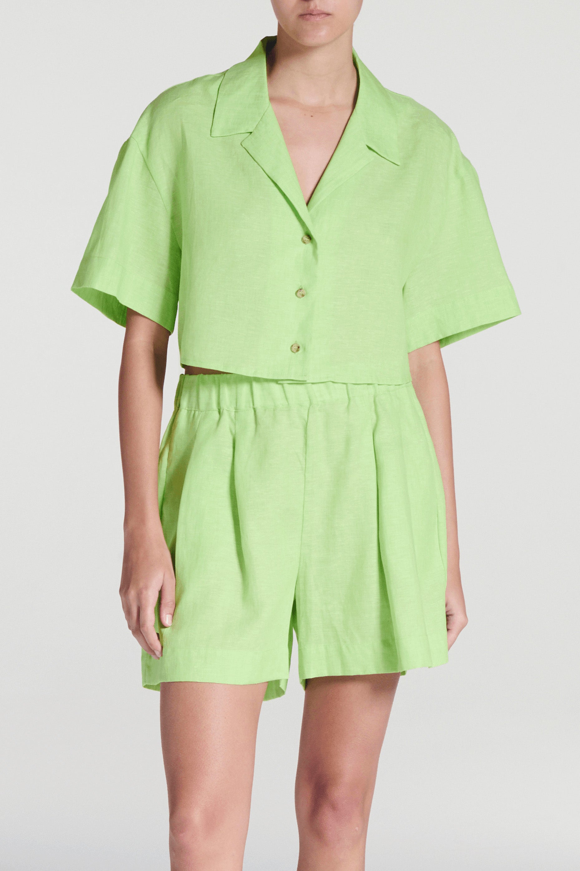 Lincoln Shirt Citrus Green Linen