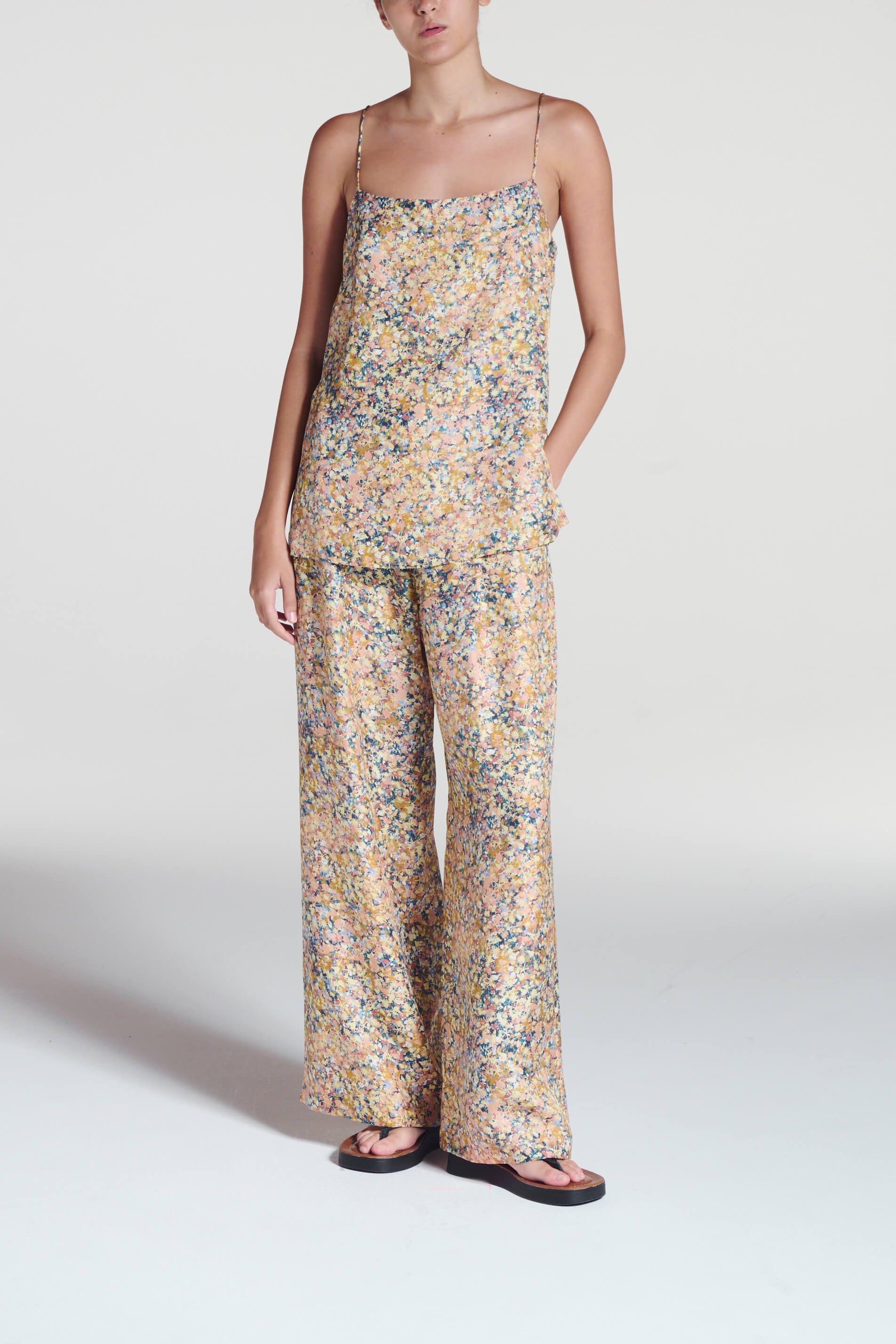 Tulum Top Beachscape Tan Silk Twill