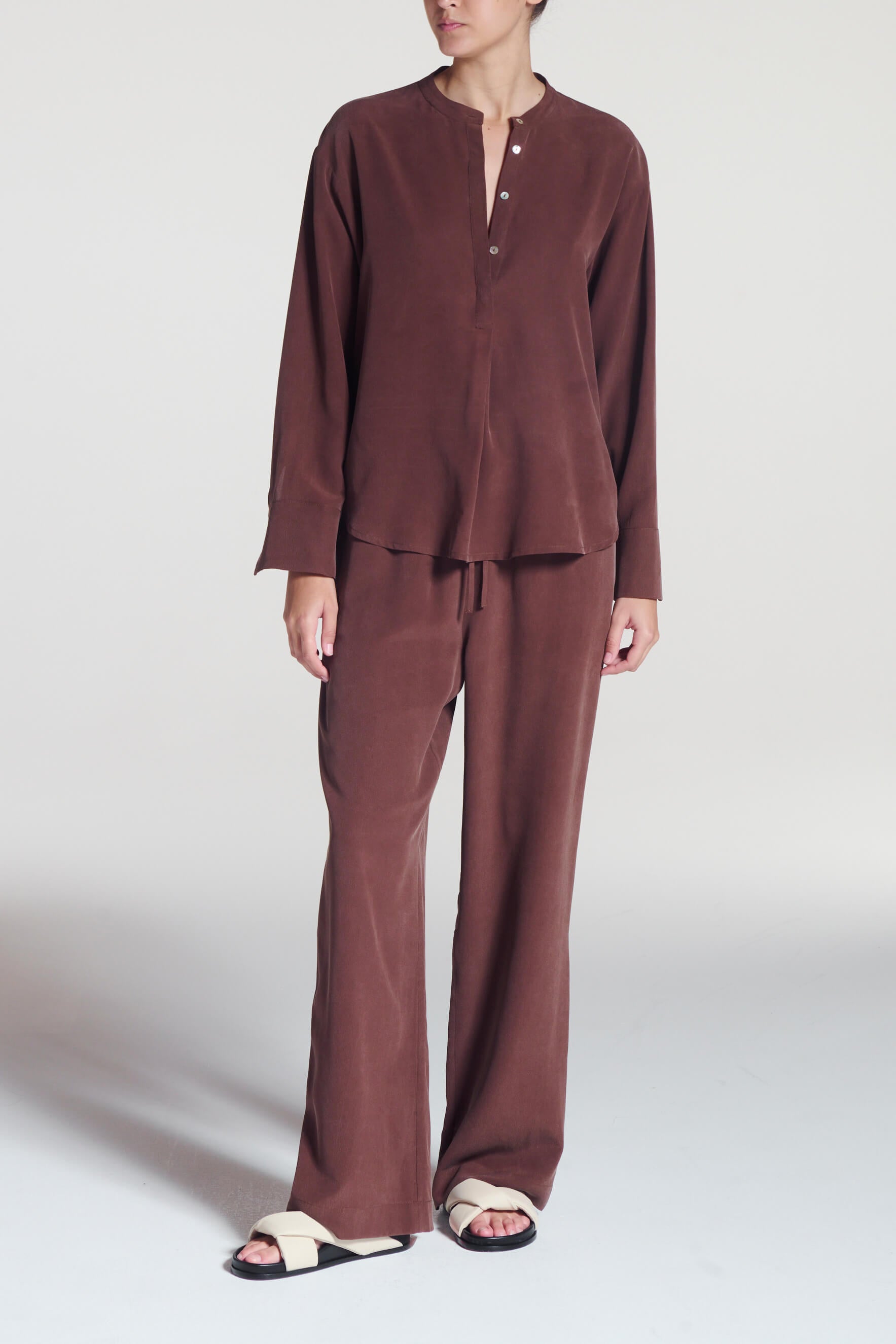 Aurelia Trouser Mahogany Silk Crepe