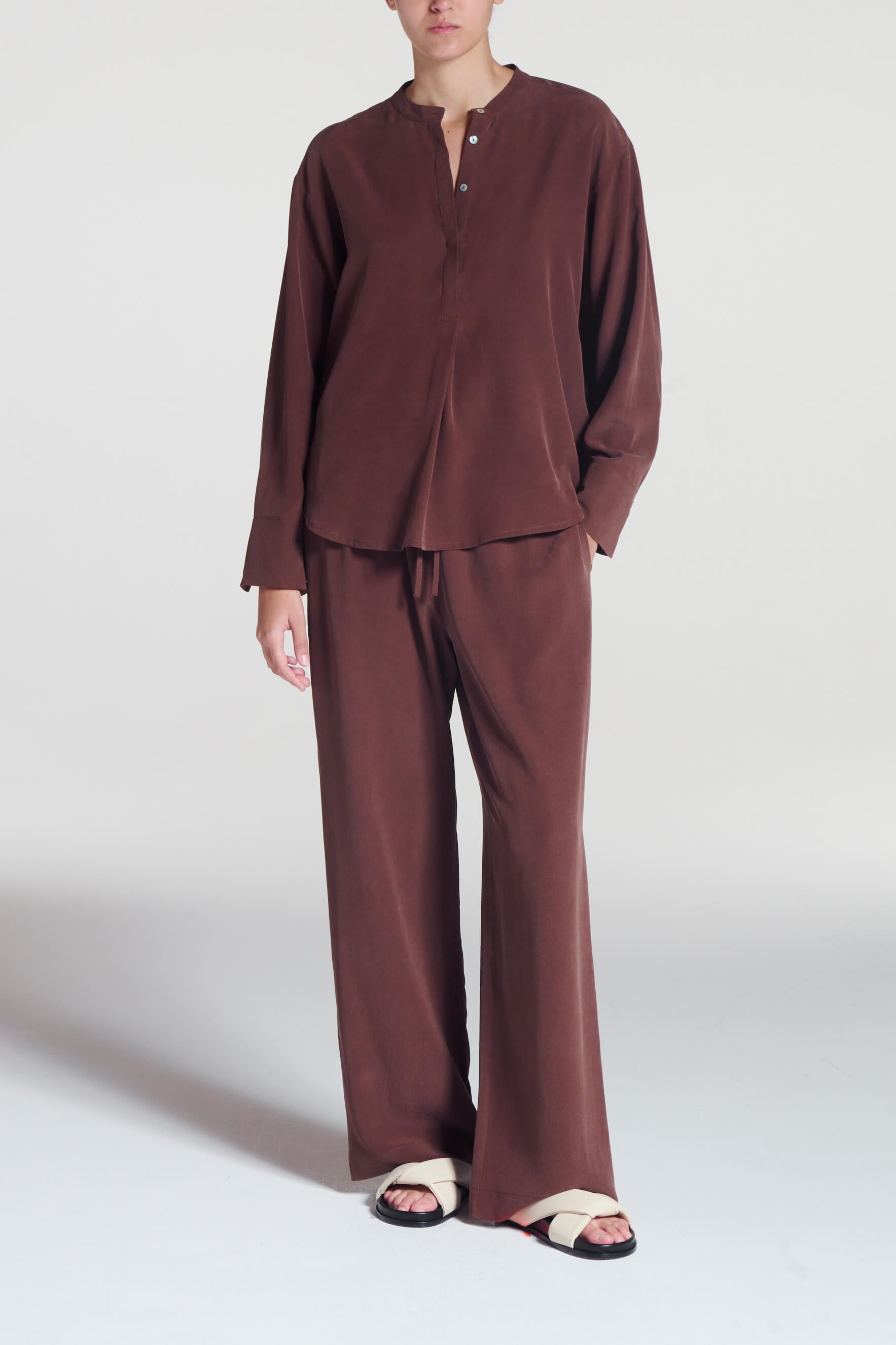 Remy Top Mahogany Silk Crepe