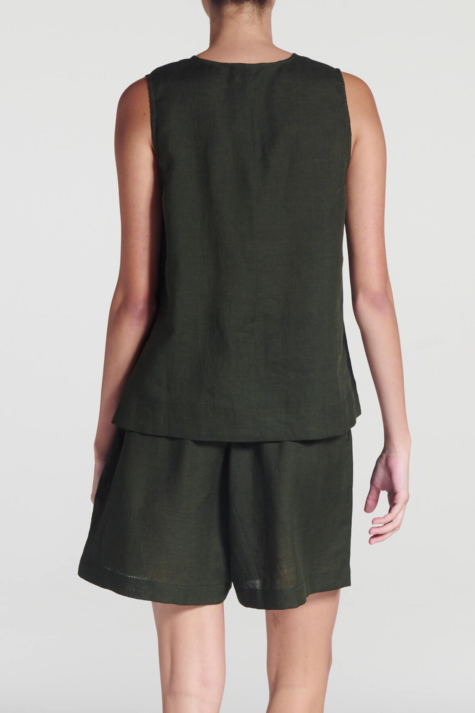 Manta Top Sea Moss Green Linen