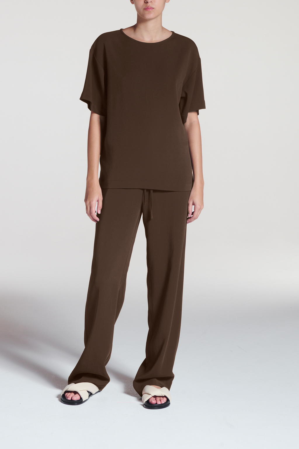 Talia Shirt Coffee Viscose Crepe