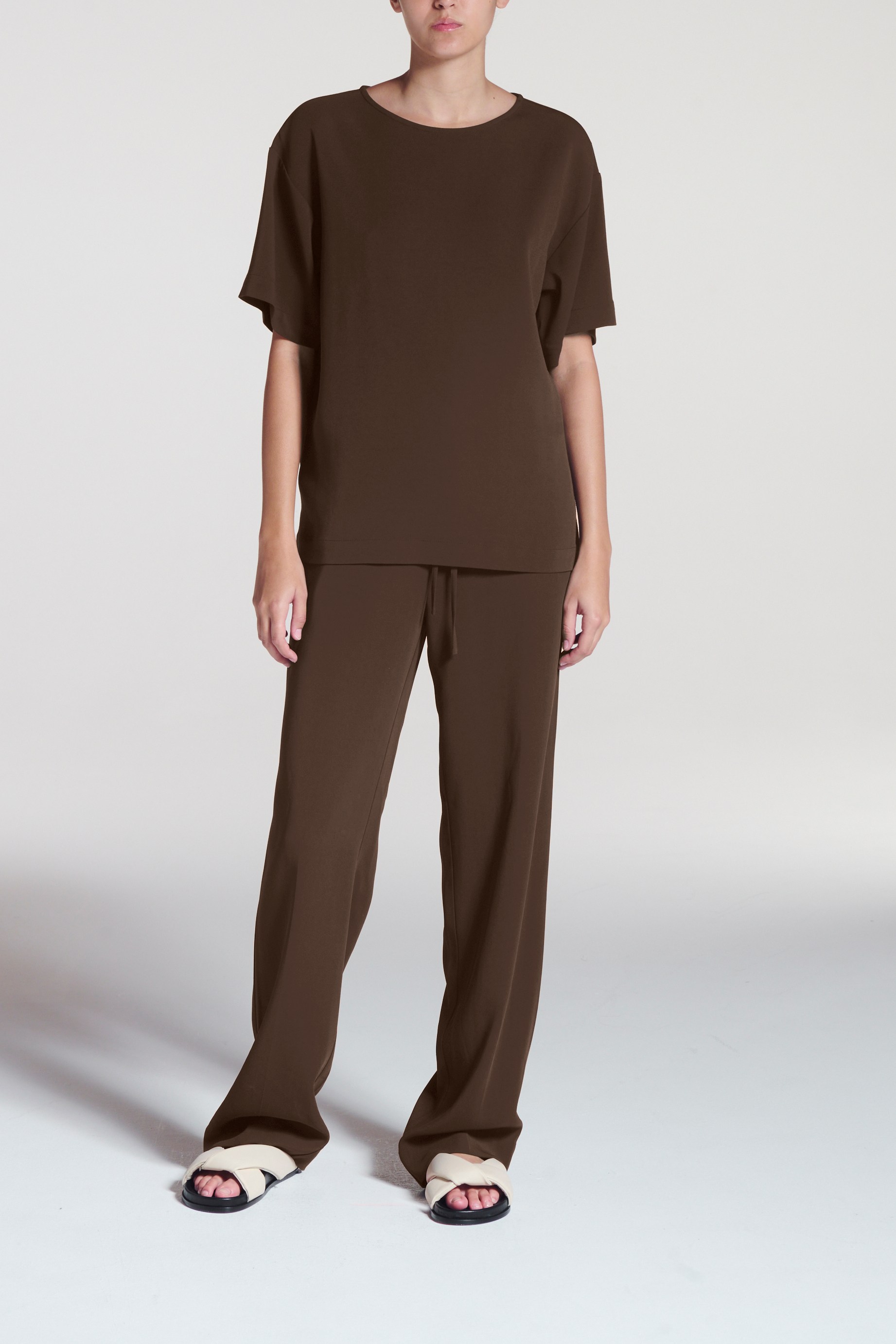 Talia Shirt Coffee Viscose Crepe