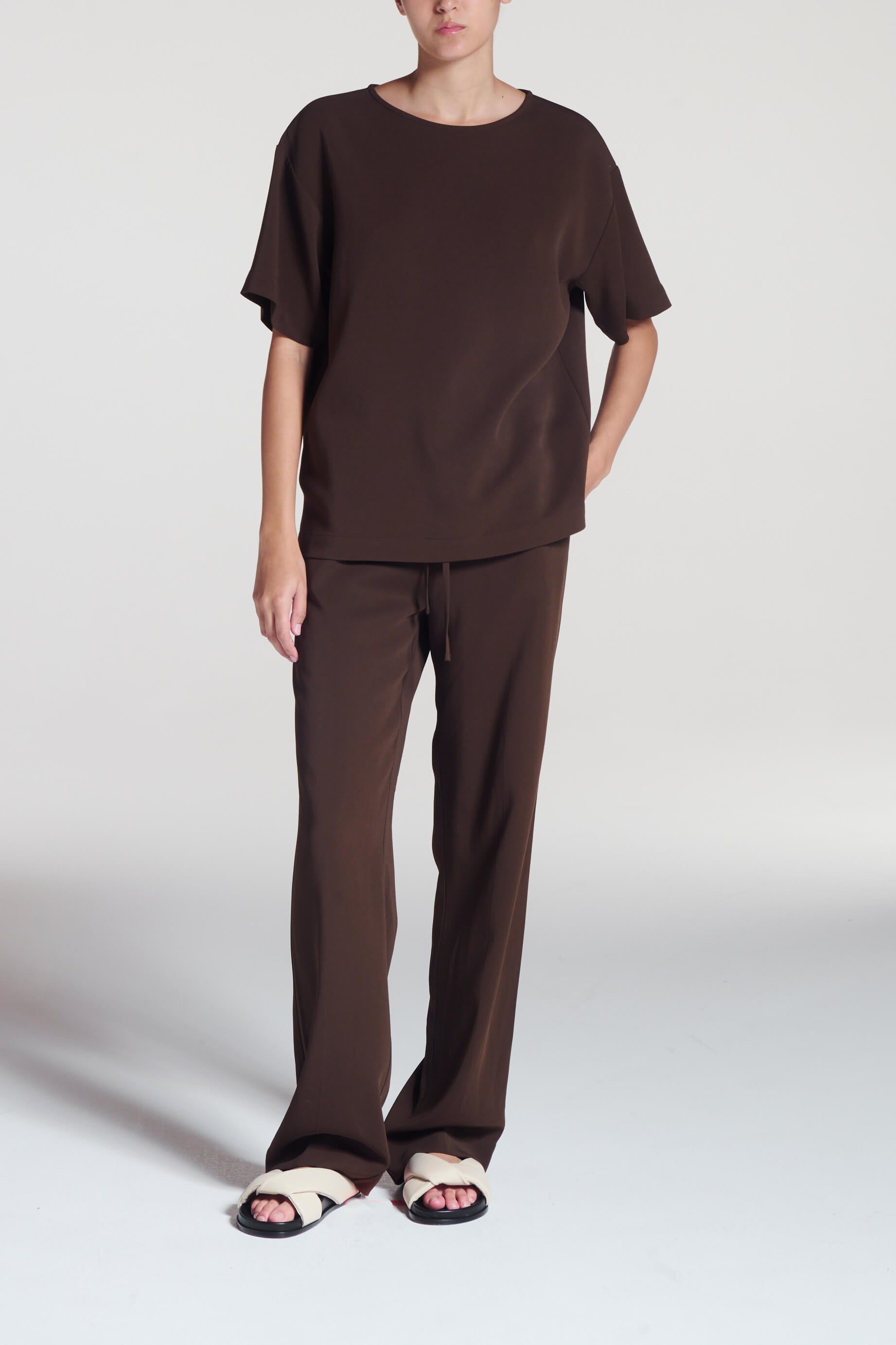 Talia Shirt Coffee Viscose Crepe