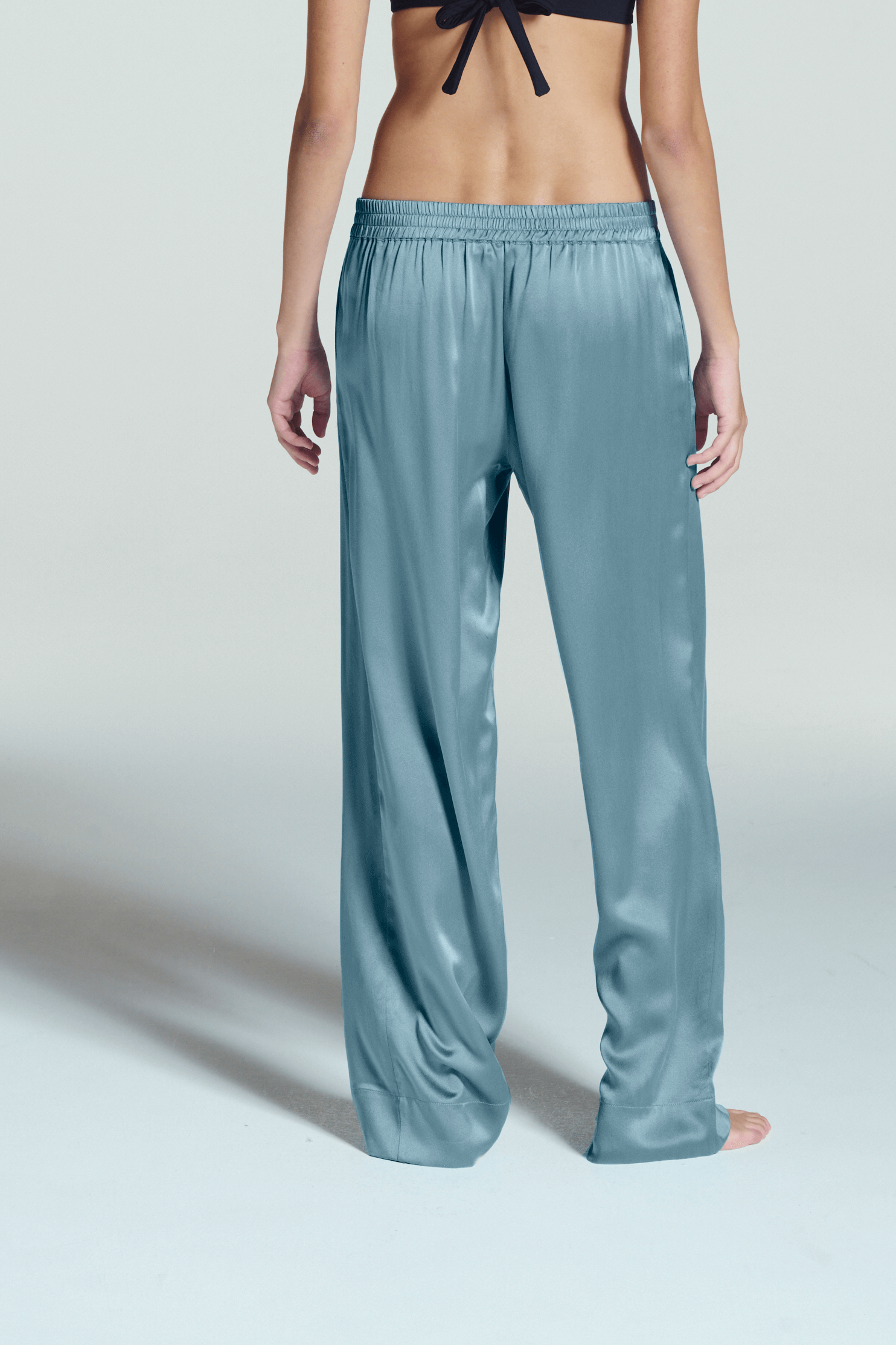 London Pyjama Bottom Dust Blue Silk